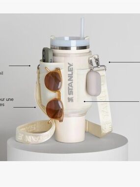 Stanley Cream Insulated Tumbler Sling Carrier with Pockets